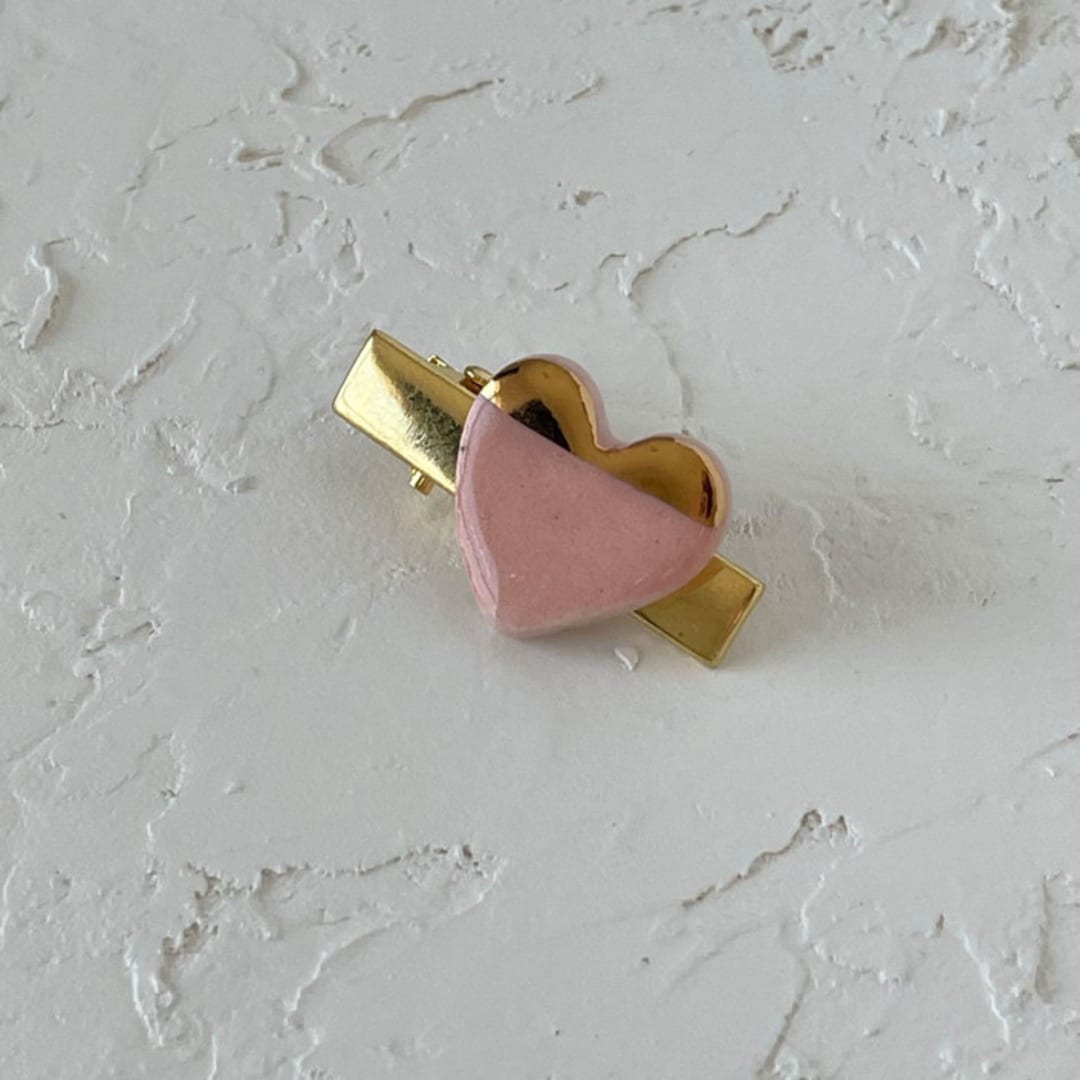 "Gold Dipped Heart Mini Hair Clip" - Hair Clip in red by Quiet Clementine