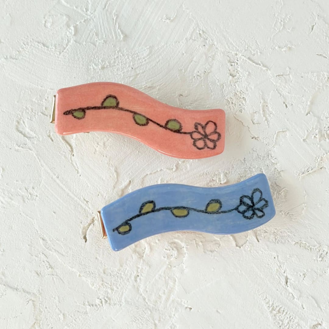 "Wavy Flower Hair Clip Set" - Hair Clip in multicolor by Quiet Clementine