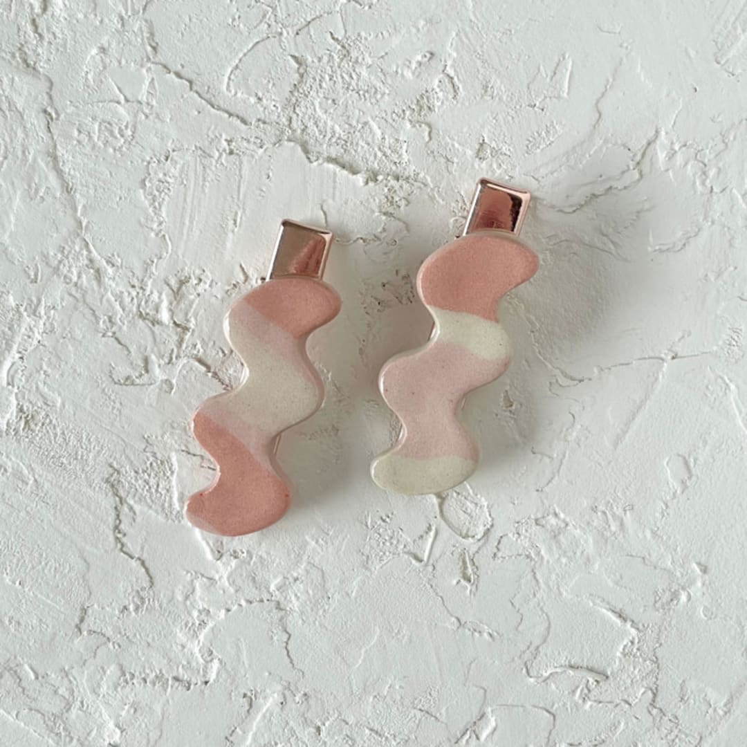 "Squiggle Hair Clip Set" - Hair Clip in pink by Quiet Clementine