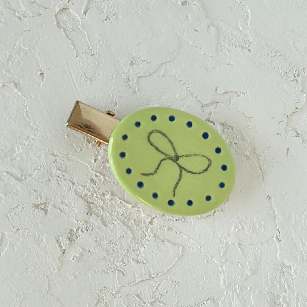 "Oval Bow Hair Clip" - Hair Clip in green by Quiet Clementine