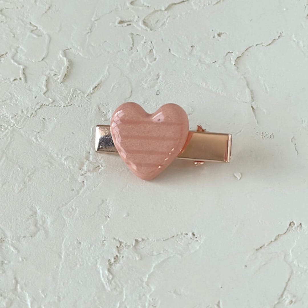 "Coral Heart Mini Hair Clip" - Hair Clip in red by Quiet Clementine