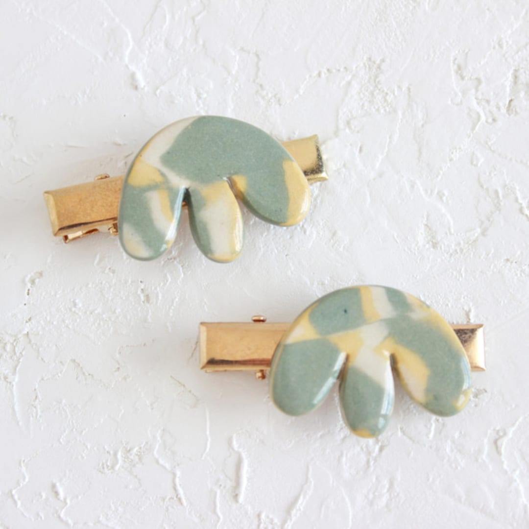 "Abstract Tulip Hair Clip Set" - Hair Clip in multicolor by Quiet Clementine