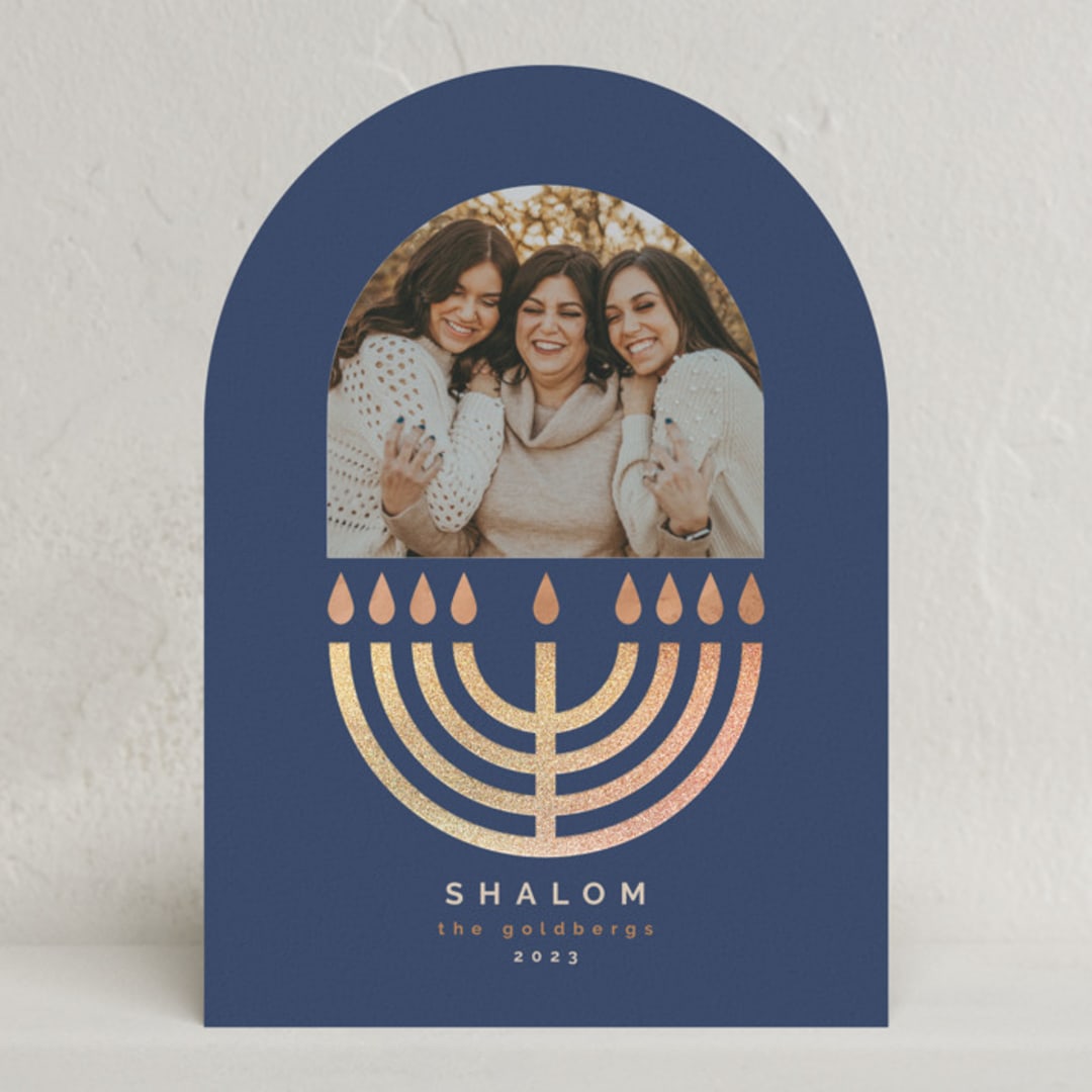 "Candles arch" - Hanukkah Cards in Aqua by FRANI - Front