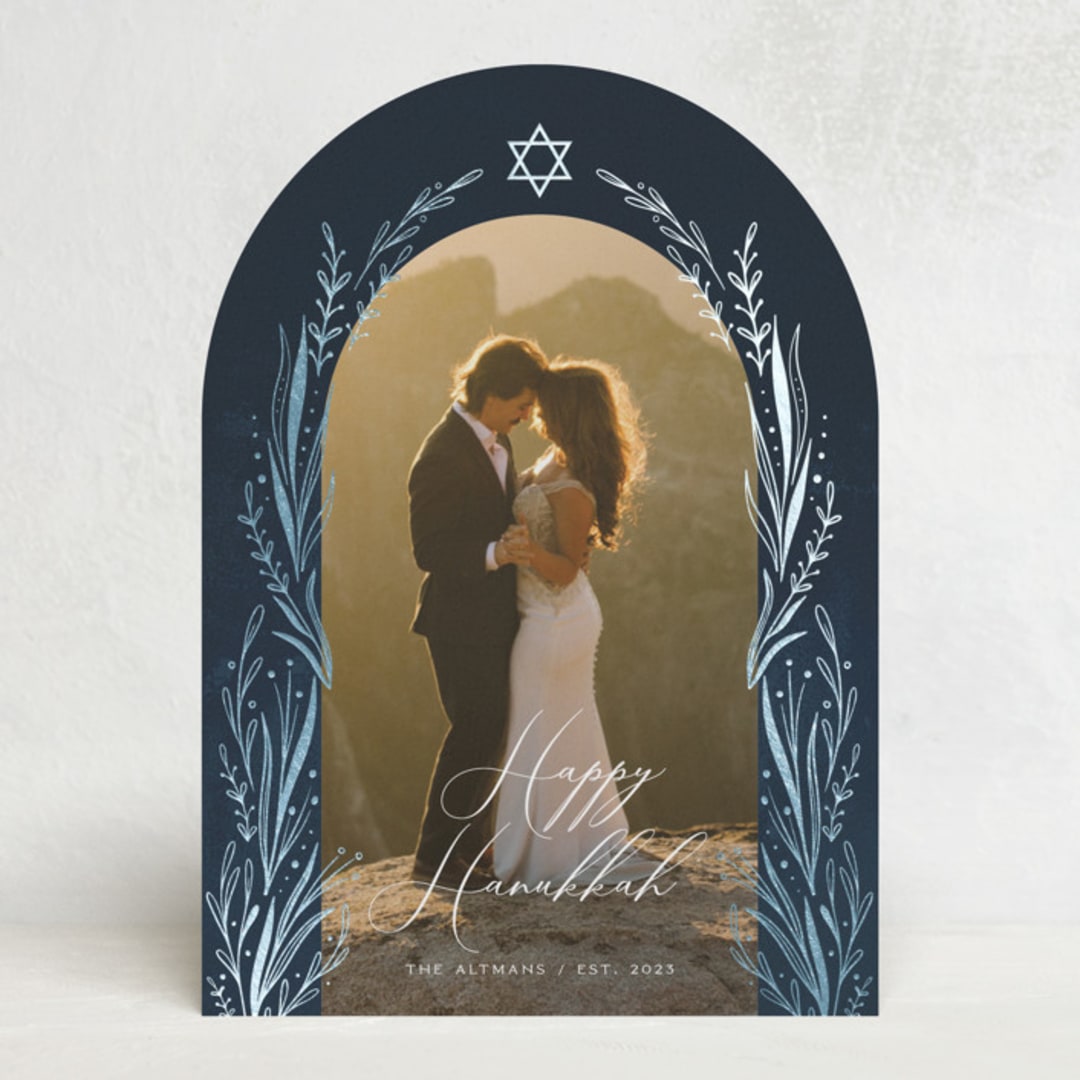 "Floral Arch" - Hanukkah Cards in Night by Orasie - Front