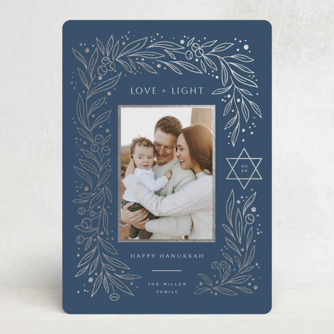 "Star & plants" - Hanukkah Cards in Midnight by Yuliya Evseeva - Front