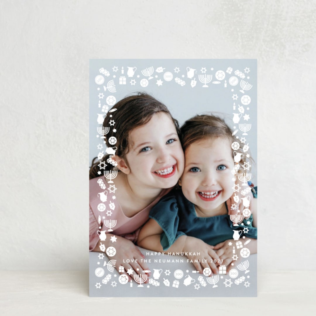 "Hanukkah Frame" - Hanukkah Cards in Snow by Becky Nimoy - Front