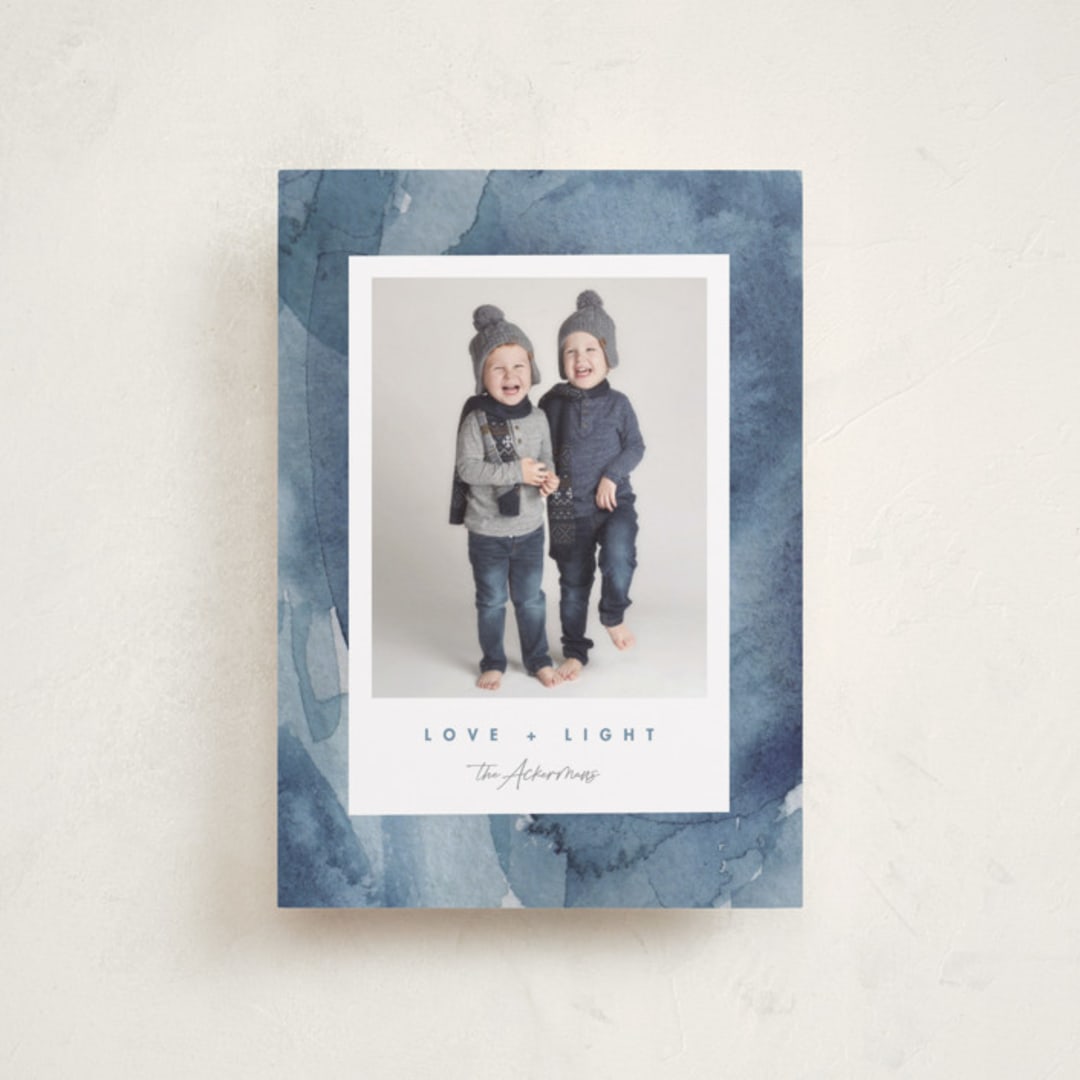 "Watercolor Frame" - Hanukkah Cards in Cobalt by Susan Zinader - Front