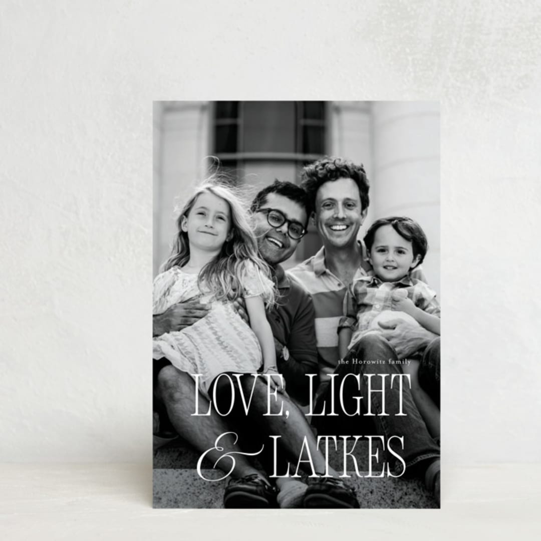 "love, light, latkes" - Hanukkah Cards in Starlight by Benita Crandall - Front