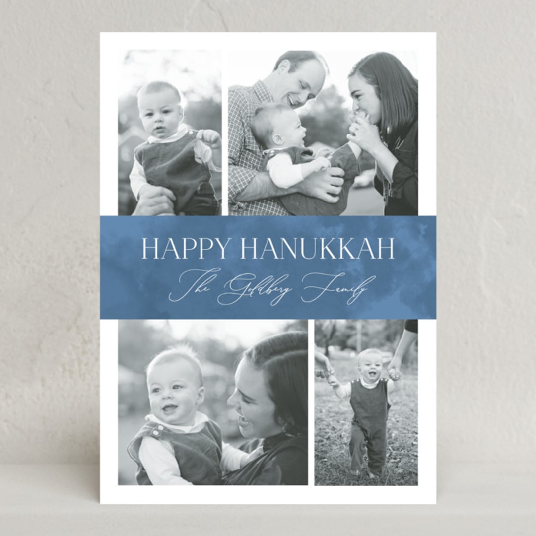 "Elegant Hanukkah" - Hanukkah Cards in Sky by Nicole Barreto - Front