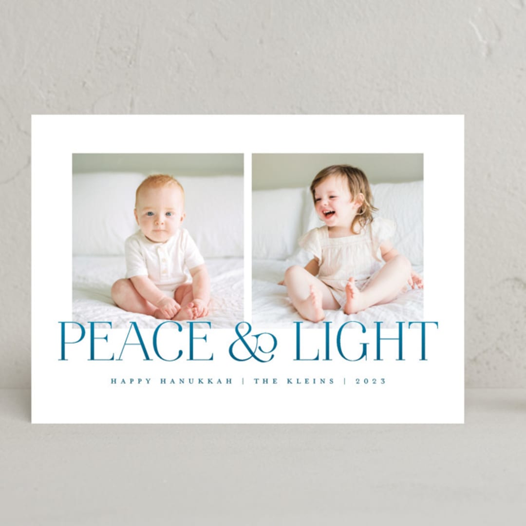"Soft Light" - Hanukkah Cards in Blue Jay by Snow and Ivy - Front