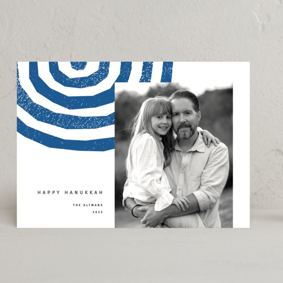 "Hanukkah Menorah" - Hanukkah Cards in Cobalt by Sumak Studio - Front