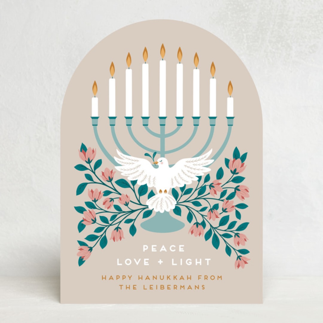 "peace, love and light" - Hanukkah Cards in Vanilla by Jamie Alexander - Front