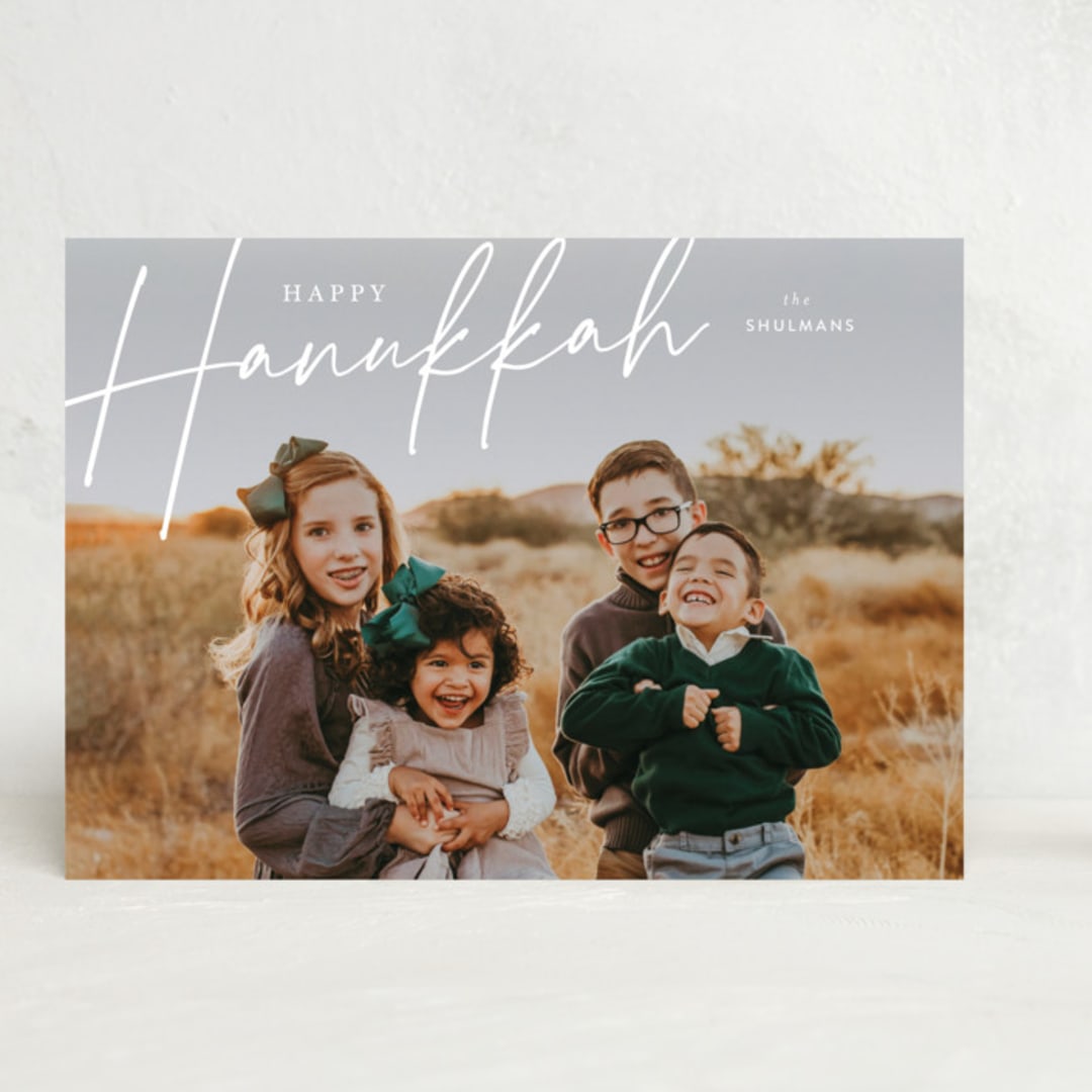 "Signature" - Hanukkah Cards in Snow by Ashley Rosenbaum - Front