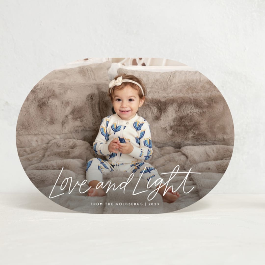 "Scripty Love and Light" - Hanukkah Cards in Ivory by Kristen Magee - Front