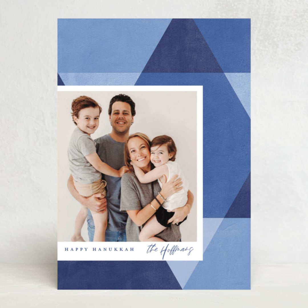 "Hanukkah Star" - Hanukkah Cards in Denim by Robert and Stella - Front