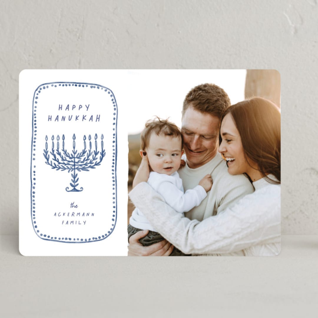 "watercolor menorah" - Hanukkah Cards in Lake by Anastasia Makarova - Front