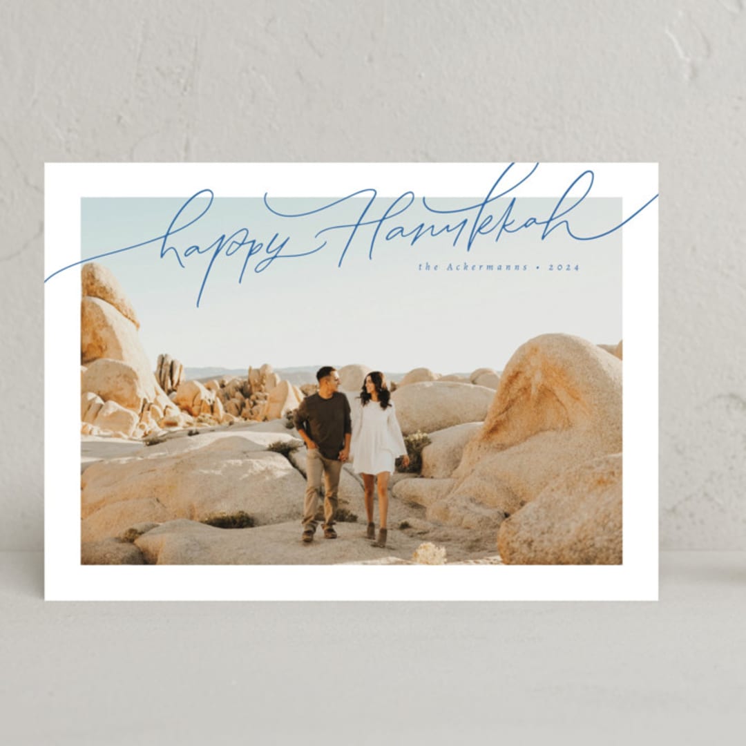 "ballpen" - Hanukkah Cards in Denim by Anastasia Makarova - Front
