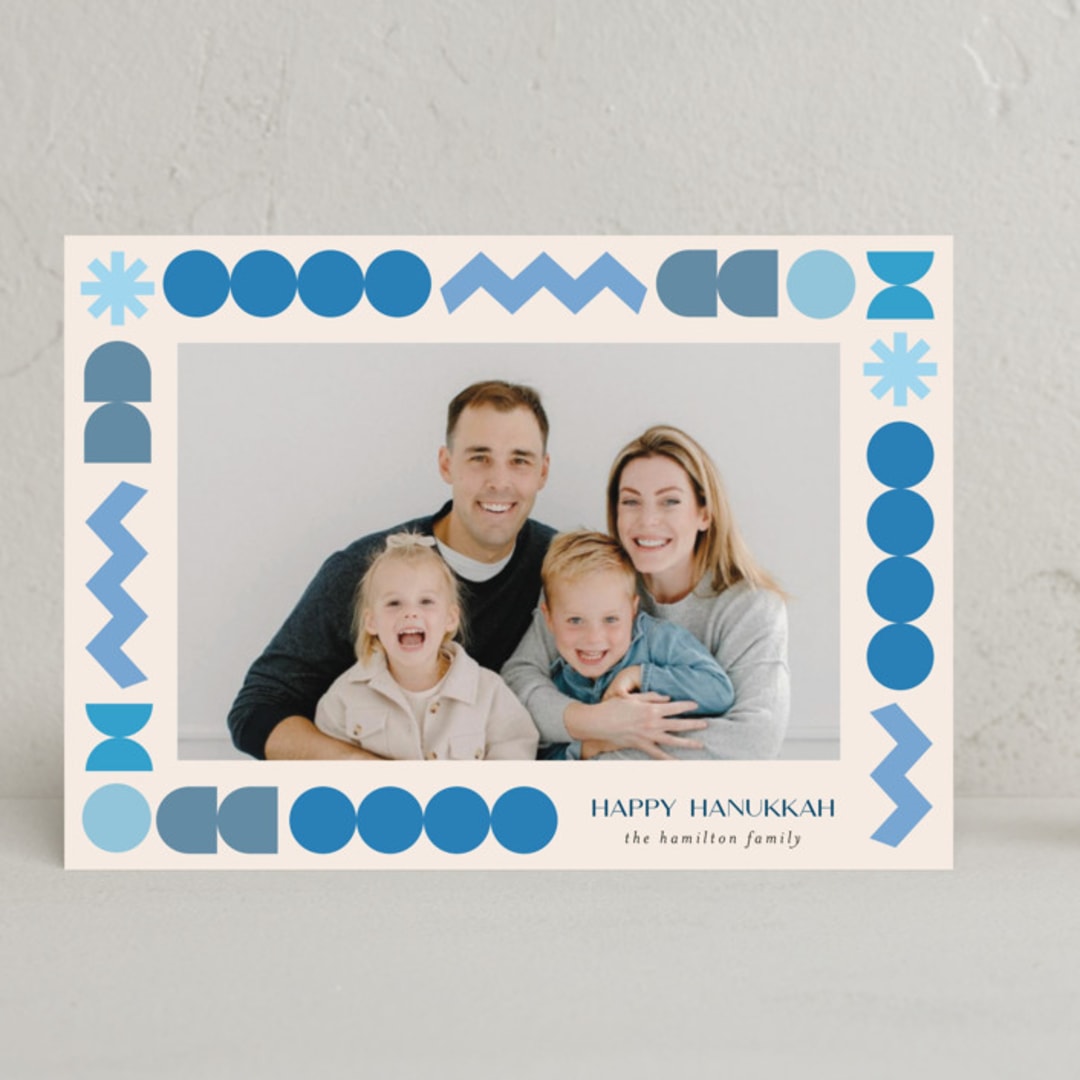 "Geo Frame" - Hanukkah Cards in Cream by Iveta Angelova - Front