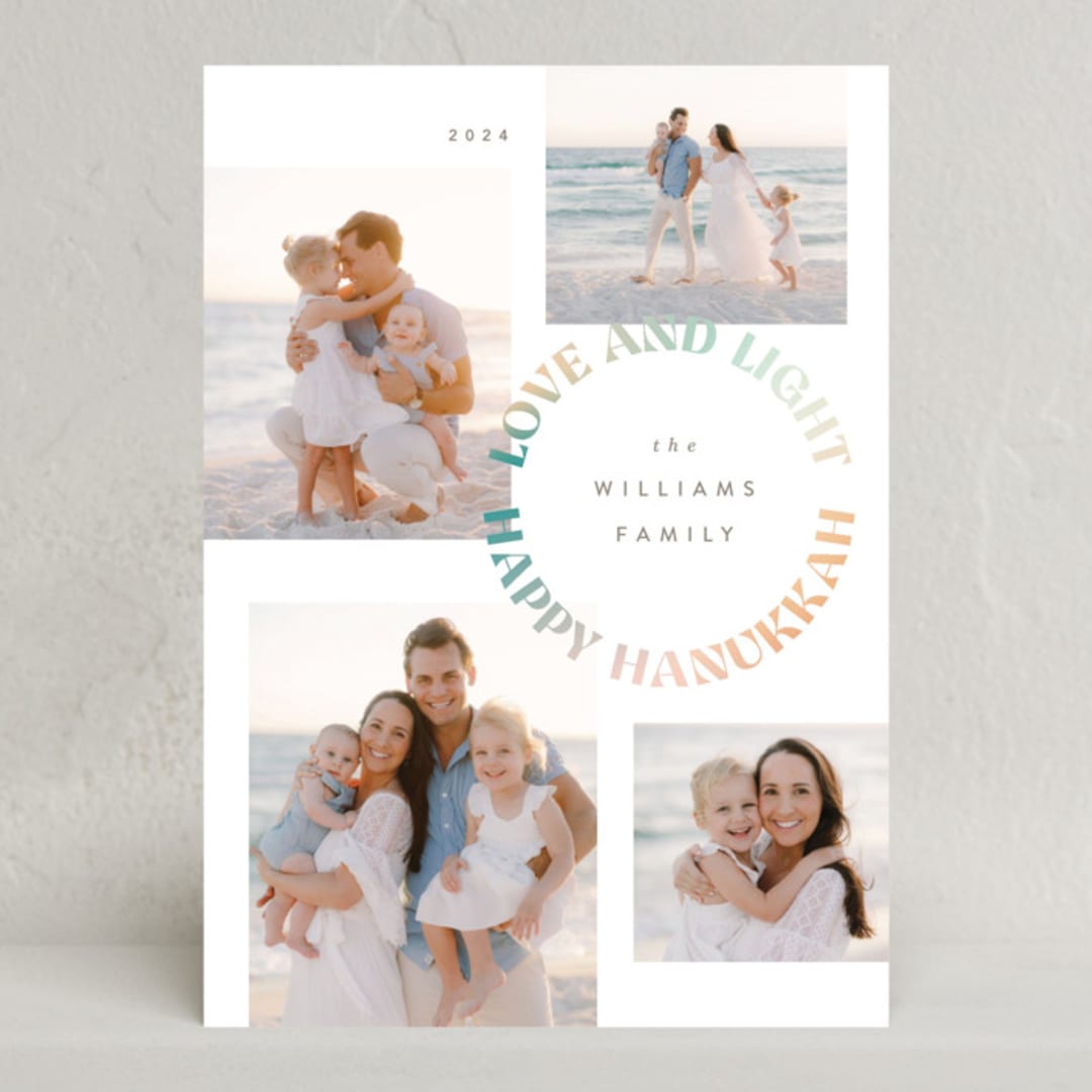 "Mod Light" - Hanukkah Cards in Linen by Robert and Stella - Front