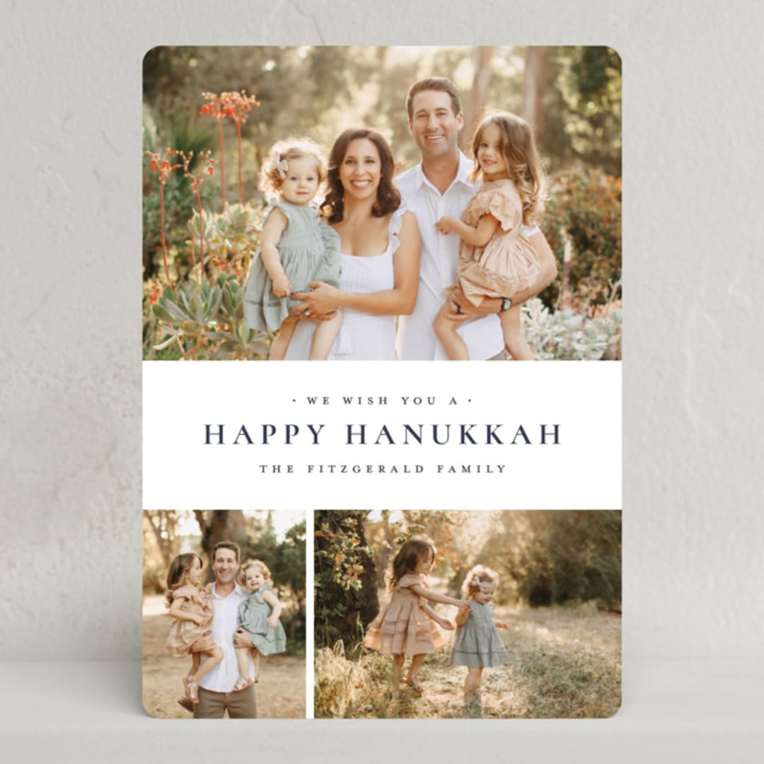 "Quartzite" - Hanukkah Cards in Navy by Wildfield Paper Co - Front