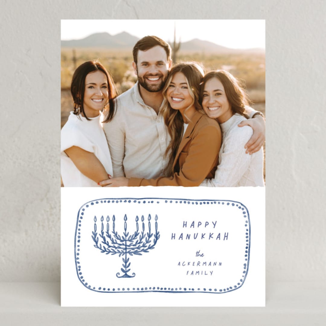 "watercolor menorah" - Hanukkah Cards in Lake by Anastasia Makarova - Front