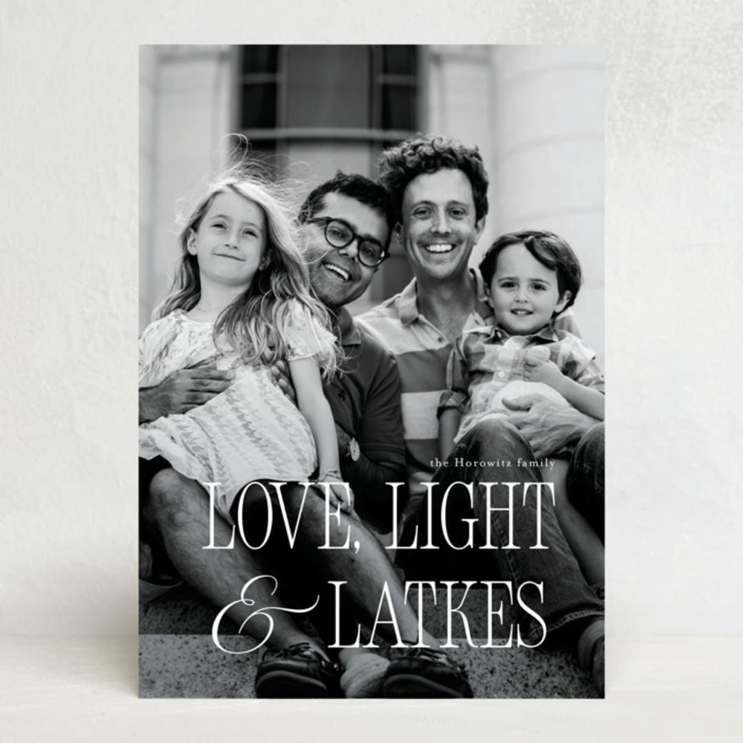 "love, light, latkes" - Hanukkah Cards in Starlight by Benita Crandall - Front