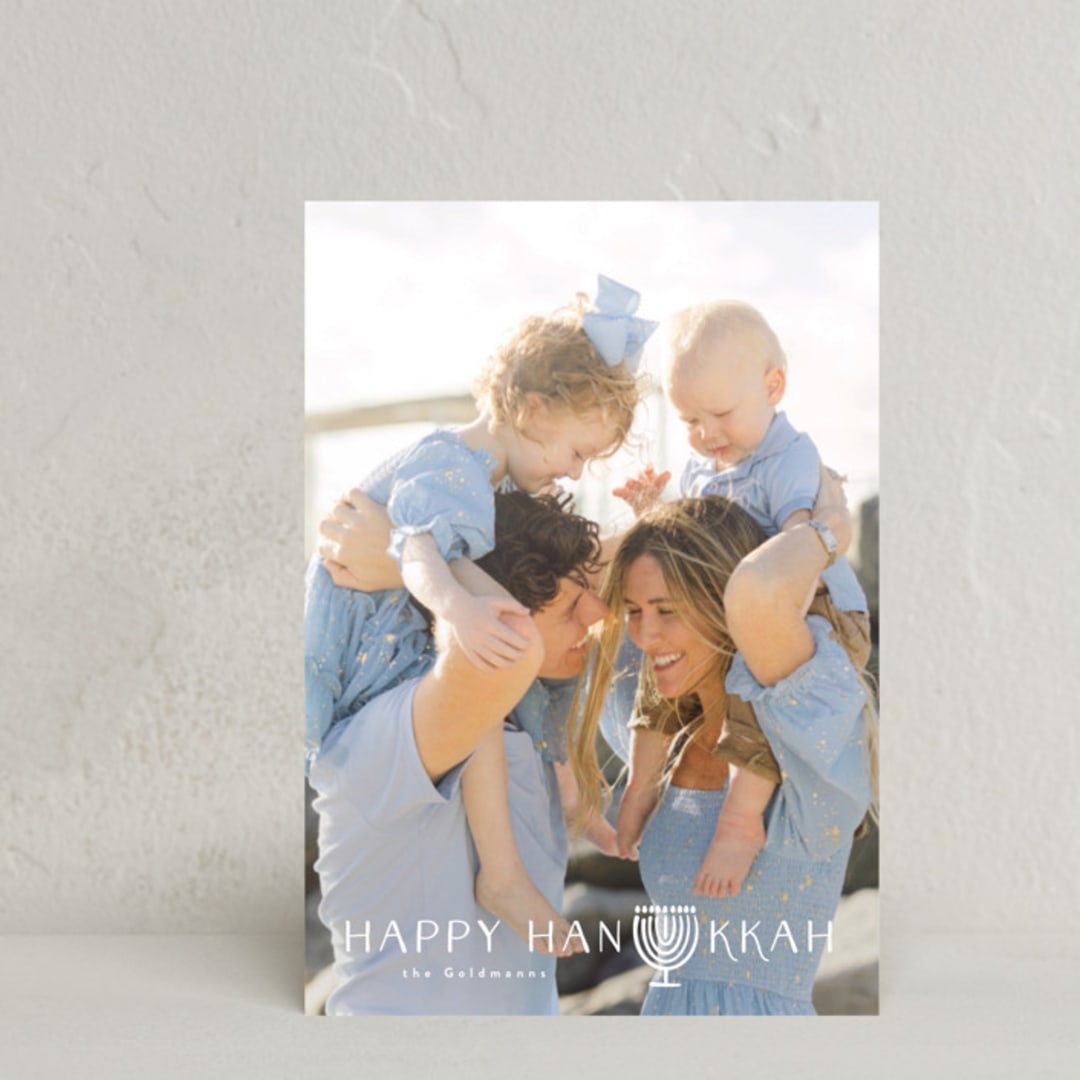 "Sketched Menorah" - Hanukkah Cards in Sky by Tamara Hilje - Front