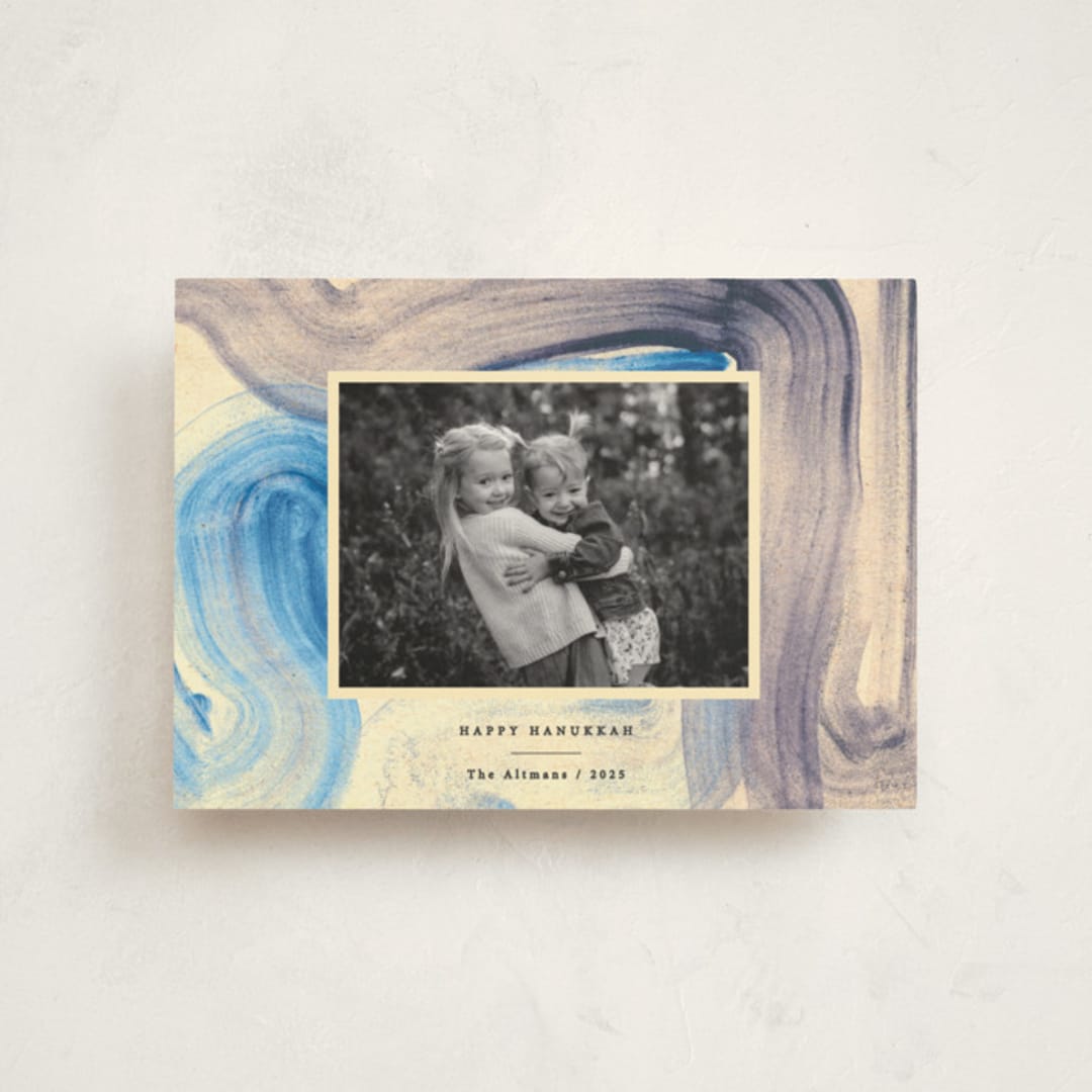 "blue painting" - Hanukkah Cards in Sky by Sumak Studio - Front