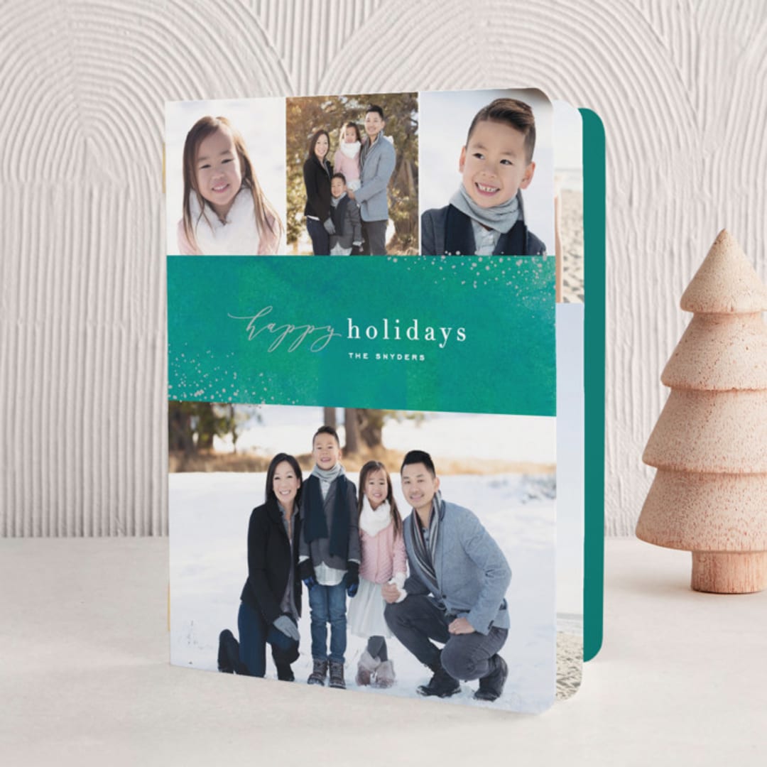 "Sparkling Wine" - Holiday Booklette Cards in Evergreen by Hooray Creative - Front