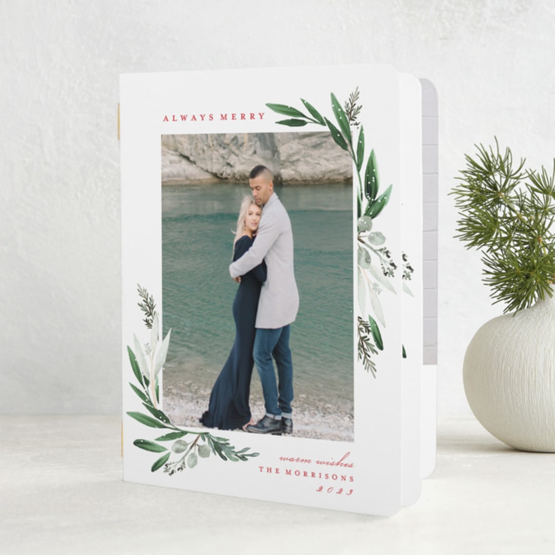 "Evergreena" - Holiday Booklette Cards in Berry by Petra Kern - Front