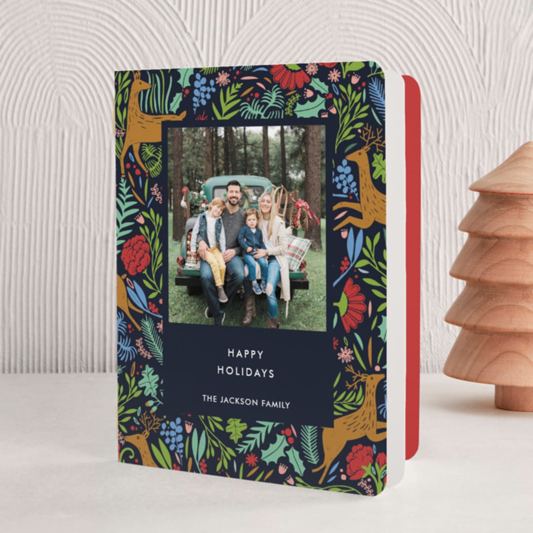 "Holiday Forest Photo" - Holiday Booklette Cards in Nuit by Menci Zaga - Front