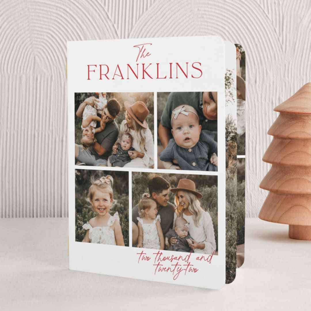"Hand Written Family Collage" - Holiday Booklette Cards in Rudolph by Jackie Crawford - Front