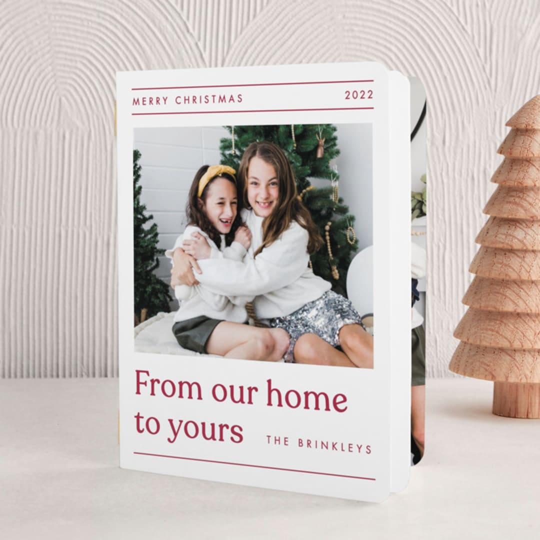 "House News" - Holiday Booklette Cards in Berry by Amy Kross - Front