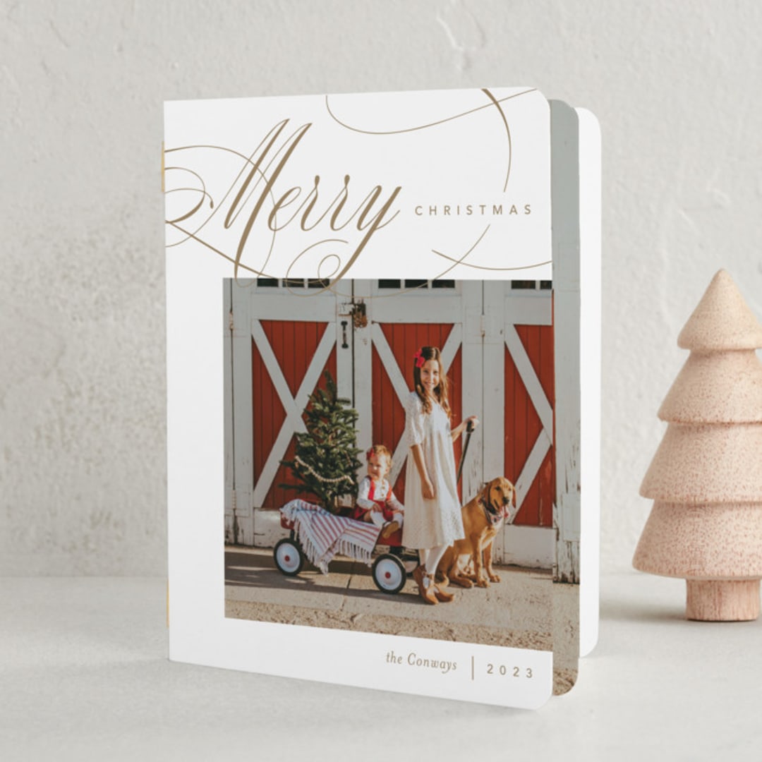 "Merrily Flourished" - Holiday Booklette Cards in Champagne by Jennifer Postorino - Front