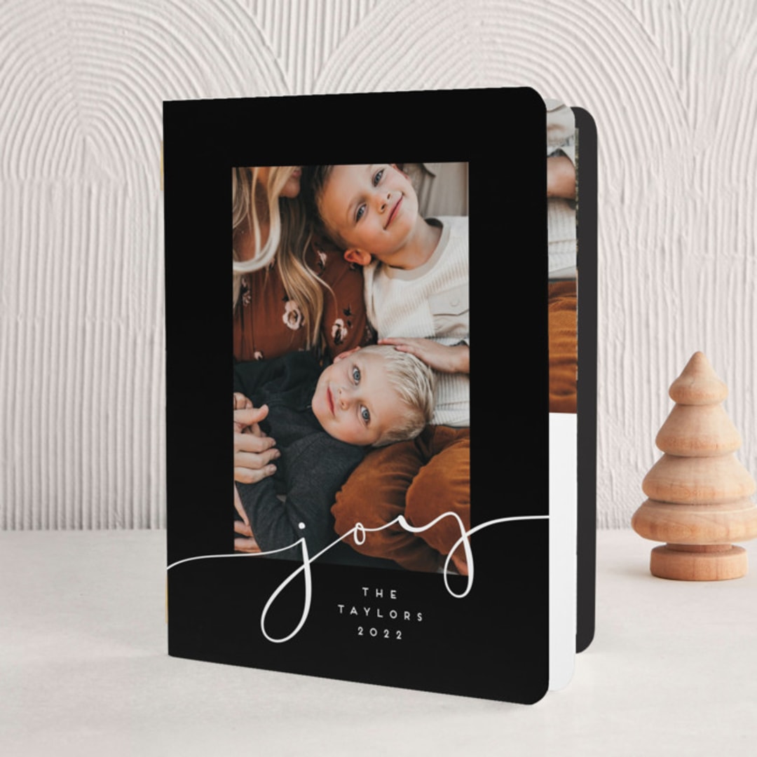 "Minimalist Joy" - Holiday Booklette Cards in Midnight by Erica Krystek - Front