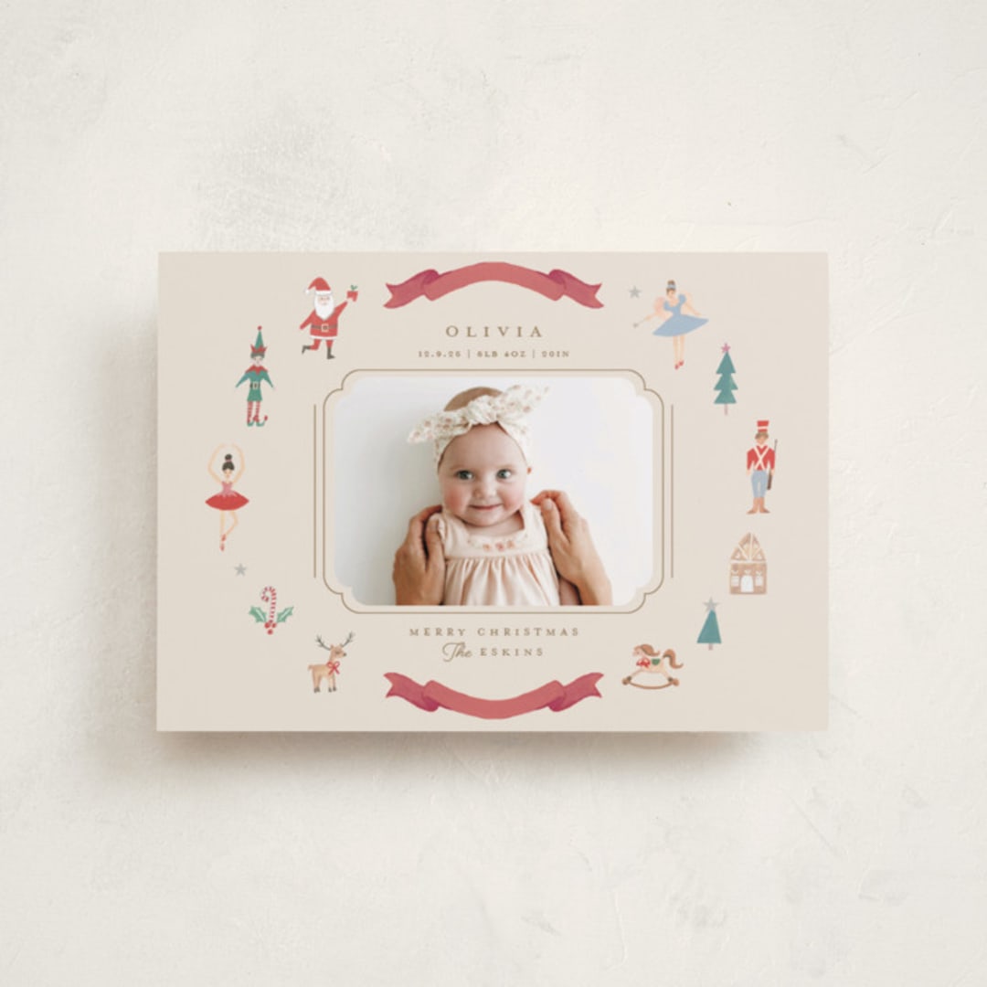 "Festive Dreams" - Holiday Birth Announcement Cards in Halo by Teju Reval - Front