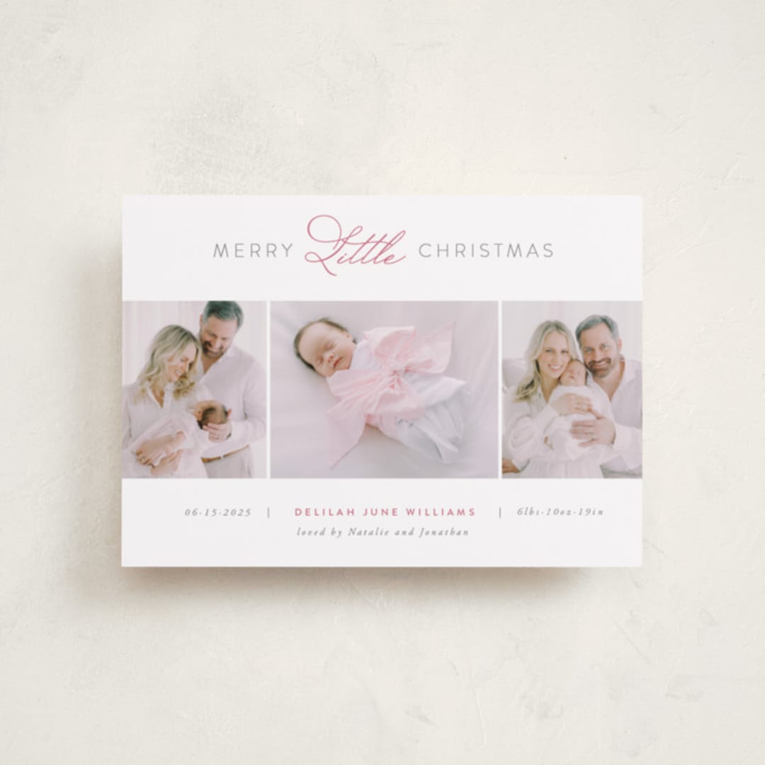 "Christmas Baby" - Holiday Birth Announcement Cards in Gumdrop by Jen Banks - Front