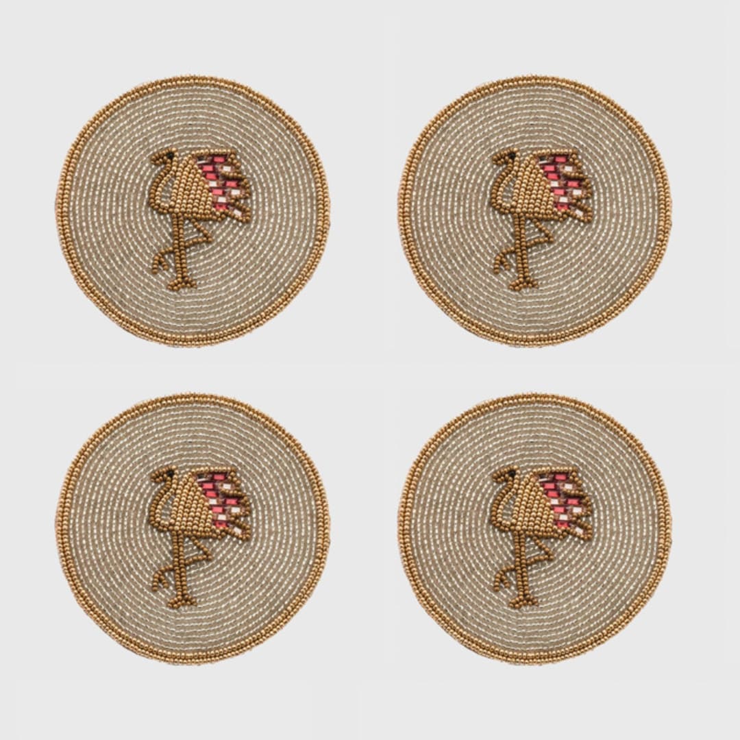 "Flamingo coasters" - Coasters in gold by Joanna Buchanan