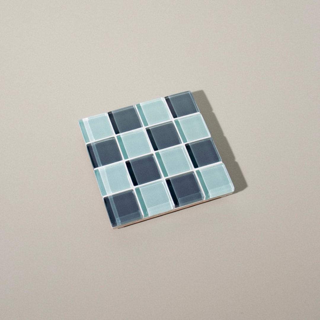 "Glass Tile Coaster in Mermaid" - Coasters in blue by Subtle Art Studios