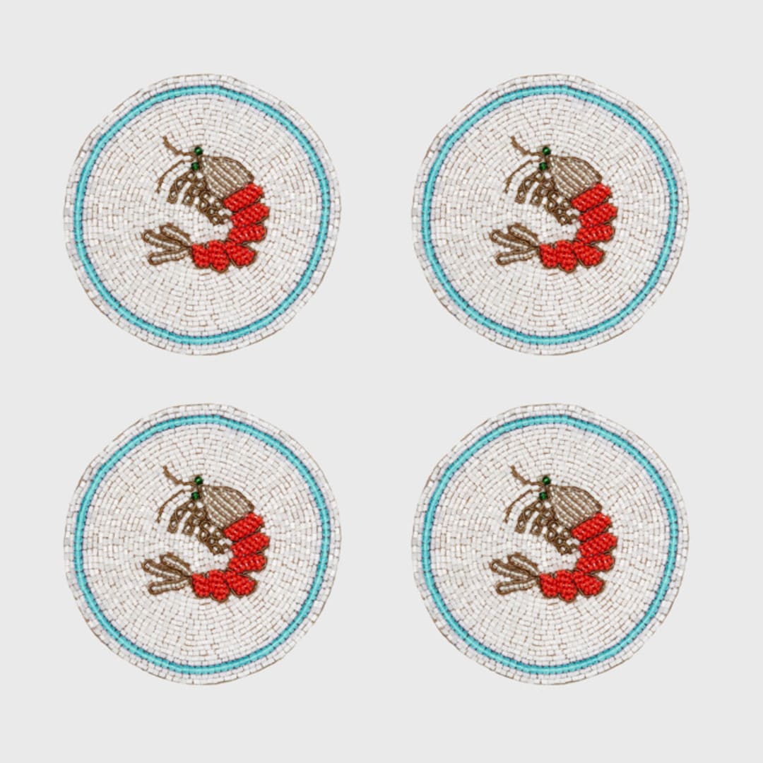 "Shrimp coaster set" - Coasters in multicolor by Joanna Buchanan