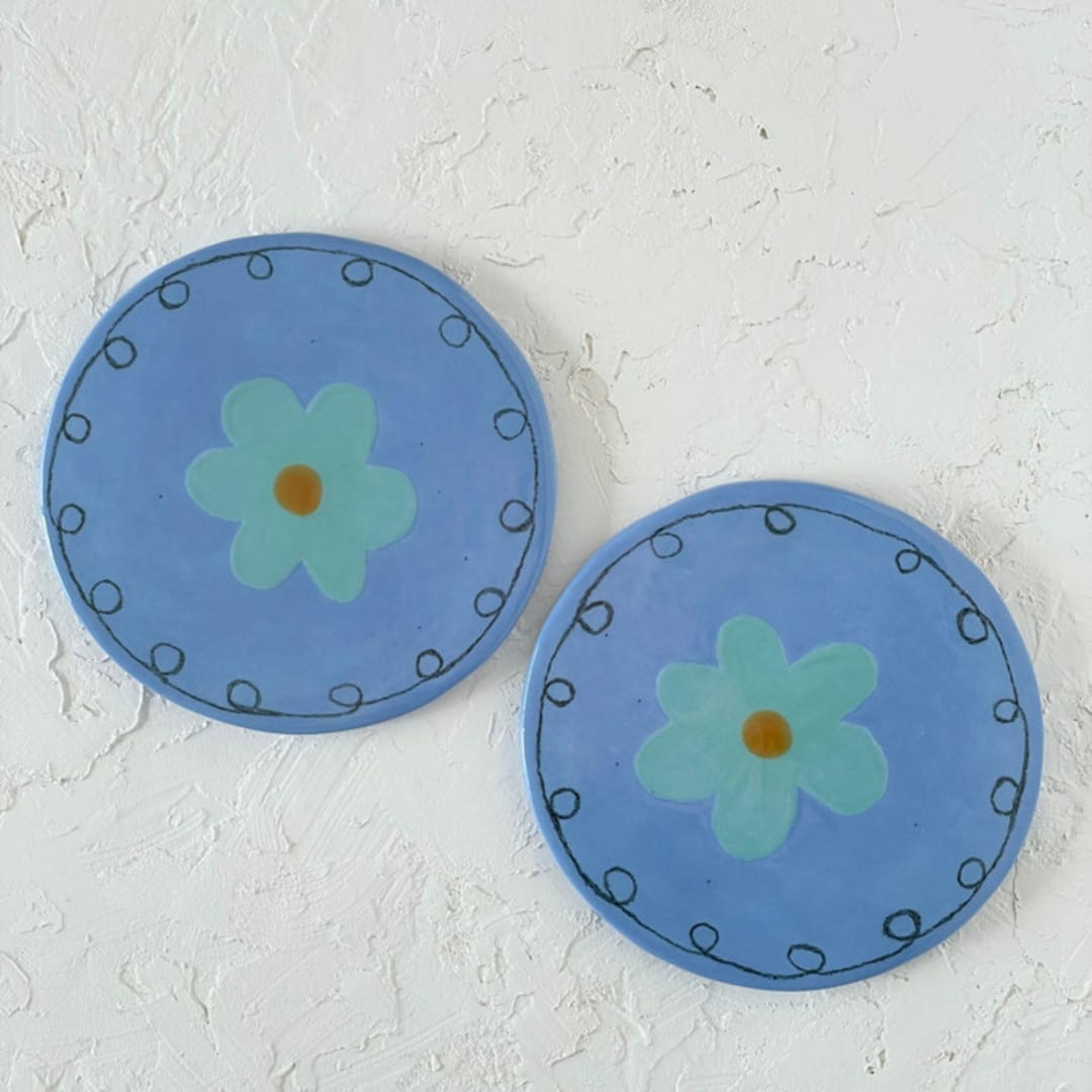 Floral Illustrated Round Coaster Set