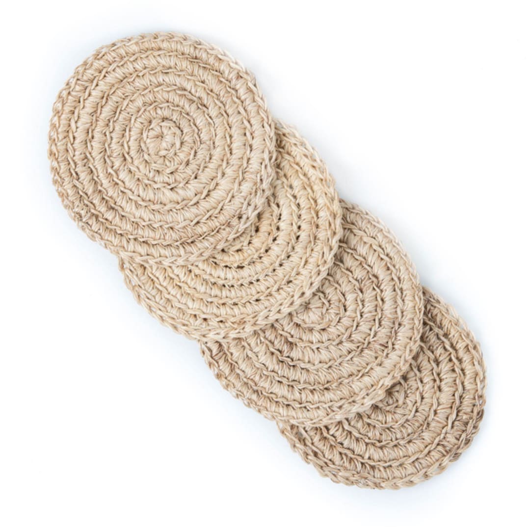 "S/4 Fique Spiral Coasters" - Coasters in beige by Powered By People
