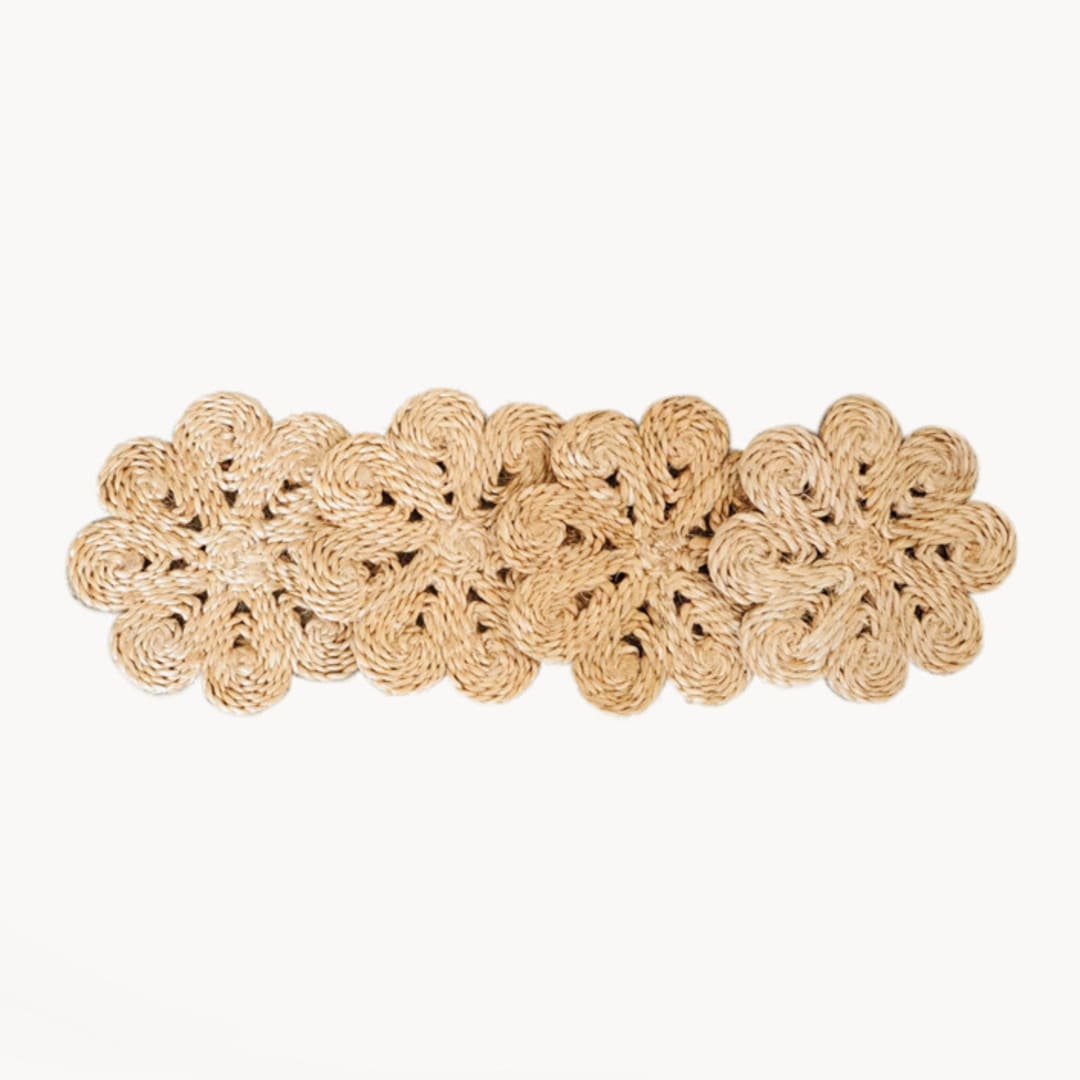 "Jute Flower Drink Coaster (Set of 4)" - Coasters in natural by KORISSA