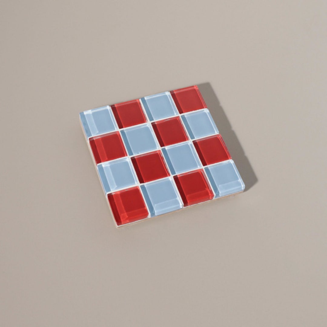 "Glass Tile Coaster in A Love Letter" - Coasters in blue by Subtle Art Studios