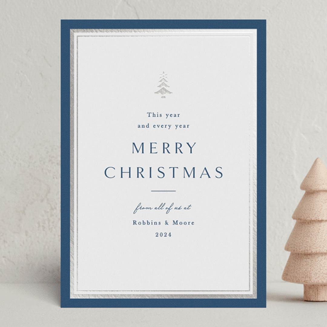 "Edged" - Holiday Cards in Blue Spruce by Amy Kross - Front