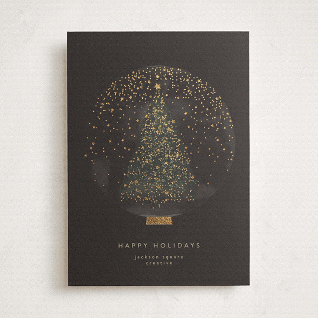 "Christmas Snowglobe" - Holiday Cards in Midnight by Lori Wemple - Front