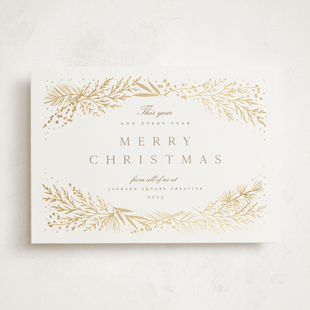 "Spread Cedars" - Holiday Cards in Snow by Amy Kross - Front