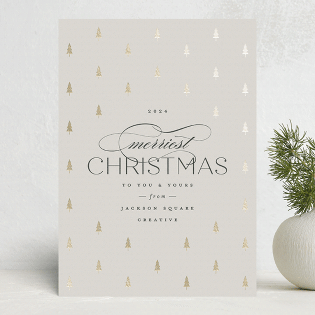 "Joyful Trees" - Holiday Cards in Ivory by Carolyn Nicks - Front