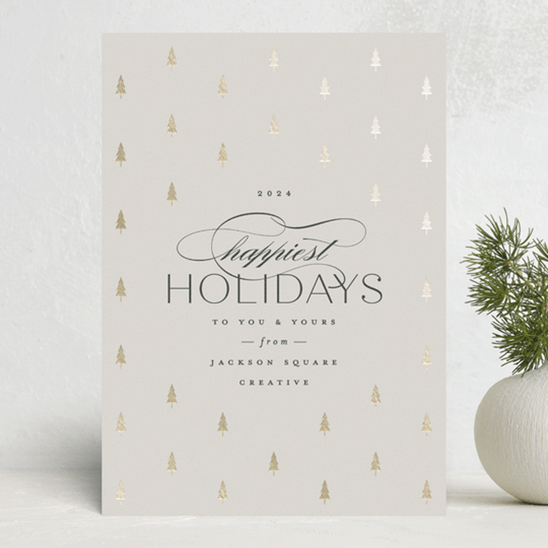 "Joyful Trees" - Holiday Cards in Ivory by Carolyn Nicks - Front