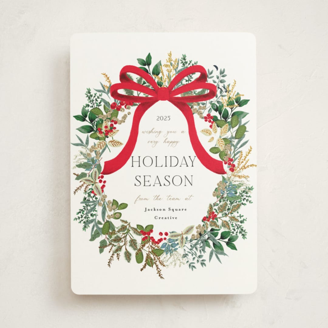 "Holiday Bow" - Holiday Cards in Candy Cane by Susan Moyal - Front